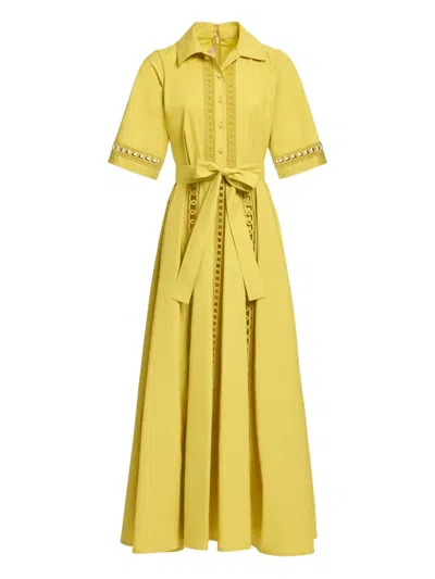 Elie Saab Trim-embellished Shirt Maxi Dress In Yellow