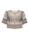 Elie Saab Tulle-art Crop Top In Multi