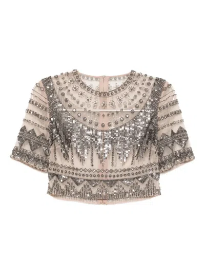 Elie Saab Tulle-art Crop Top
