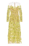 Elie Saab Tulle Embroidered Midi Dress