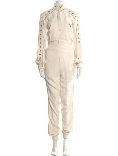 Pre-owned Elie Saab Turtleneck Jumpsuit In Neutral