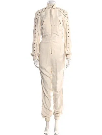 Pre-owned Elie Saab Turtleneck Jumpsuit In Neutral