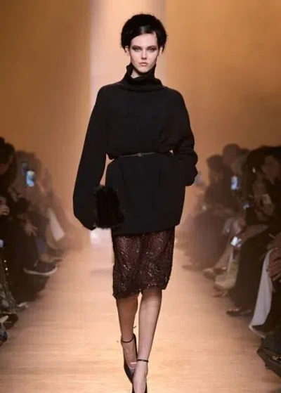 Elie Saab Turtleneck Knit Sweater In Black