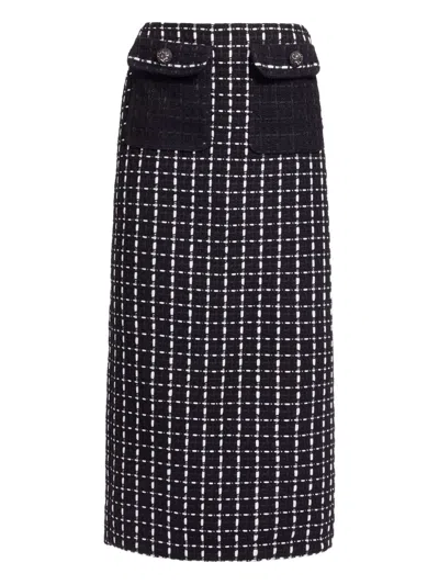 Elie Saab Tweed Midi Skirt In Black
