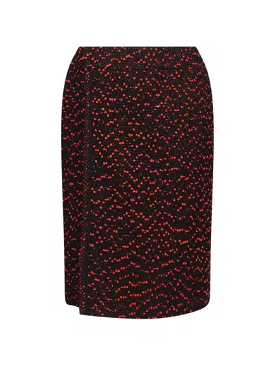 Elie Saab Tweed Midi Skirt In Burgundy