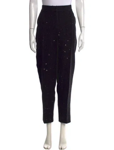 Pre-owned Elie Saab Tweed Pattern Straight Leg Pants W/ Tags In Black