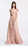 Elie Saab Twisted Chiffon Maxi Dress In Pink