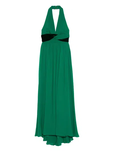 ELIE SAAB V-NECK A-LINE MAXI DRESS