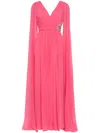 Elie Saab V-neck Chiffon Silk Gown In Pink