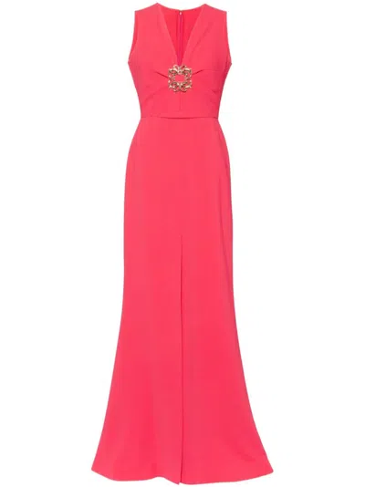 Elie Saab V-neck Long Dress In 粉色