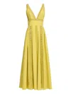 Elie Saab V-neck Midi Dress In Yellow