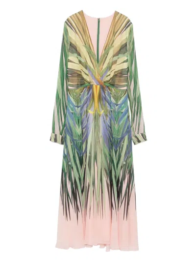 Elie Saab V-neck Printed Dress In Multi