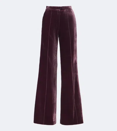 Elie Saab Velvet Wide-leg Pants In Burgundy