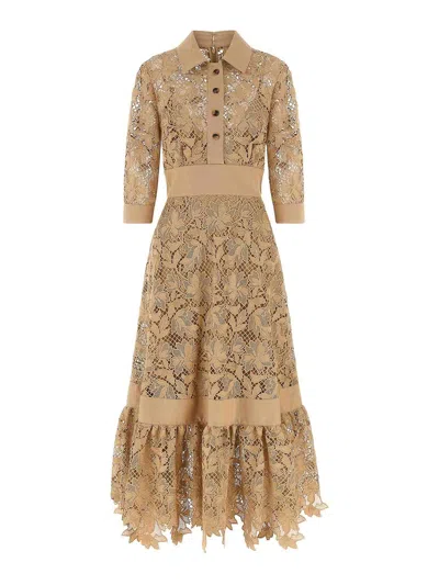Elie Saab Vestido Midi - Beis