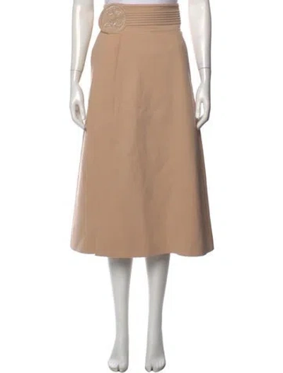 Pre-owned Elie Saab Virgin Wool Midi Length Skirt W/ Tags In Neutrals