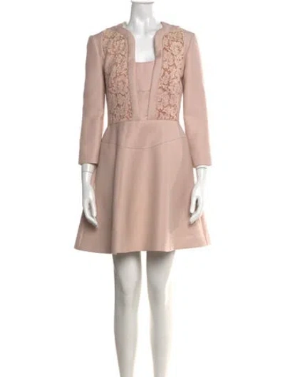 Pre-owned Elie Saab Virgin Wool Mini Dress In Neutral