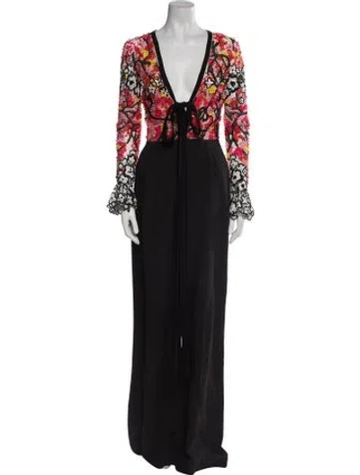 Pre-owned Elie Saab V-neck Jumpsuit In Black