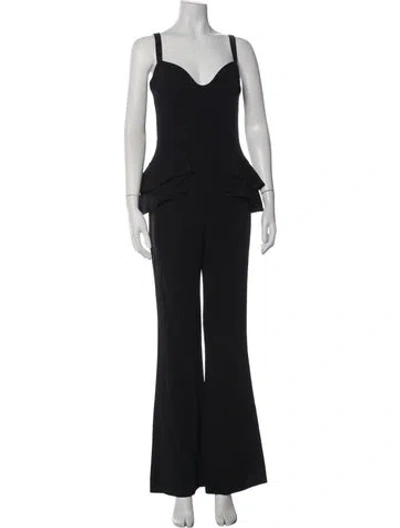 Pre-owned Elie Saab V-neck Jumpsuit In Black