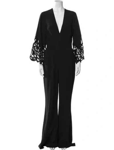 Pre-owned Elie Saab V-neck Jumpsuit In Black