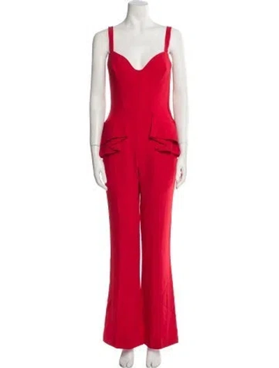 Pre-owned Elie Saab V-neck Jumpsuit In Pink