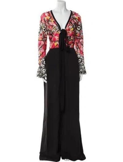 Pre-owned Elie Saab V-neck Jumpsuit In Red