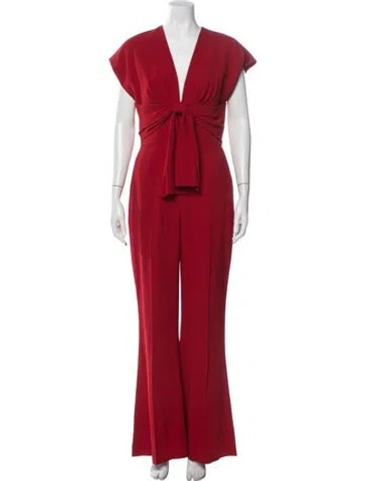 Pre-owned Elie Saab V-neck Jumpsuit In Red