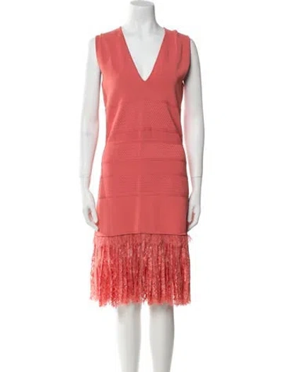 Pre-owned Elie Saab V-neck Knee-length Dress In Orange