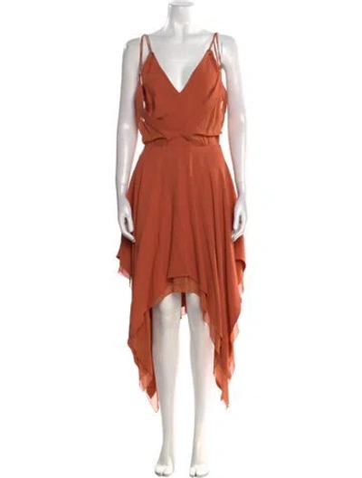 Pre-owned Elie Saab V-neck Long Dress In Orange
