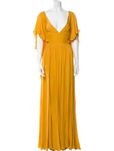 Pre-owned Elie Saab V-neck Long Dress In Orange