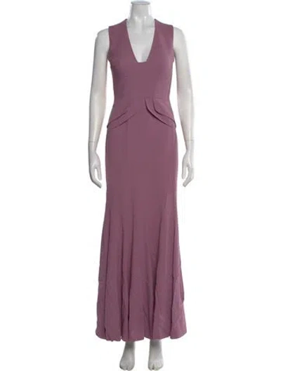Pre-owned Elie Saab V-neck Long Dress In Purple
