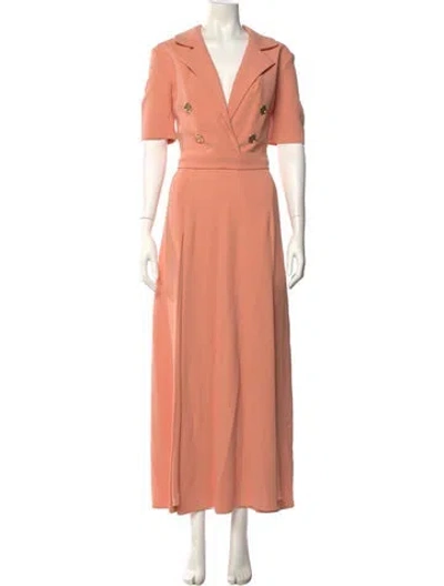 Pre-owned Elie Saab V-neck Long Dress W/ Tags In Pink