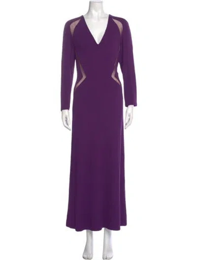 Pre-owned Elie Saab V-neck Long Dress W/ Tags In Purple