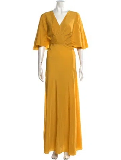 Pre-owned Elie Saab V-neck Long Dress In Yellow