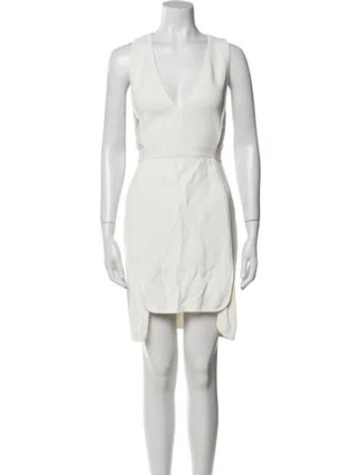 Pre-owned Elie Saab V-neck Mini Dress In Neutral
