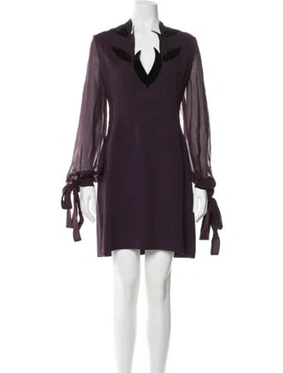 Pre-owned Elie Saab V-neck Mini Dress In Purple