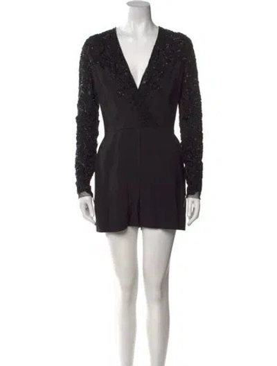 Pre-owned Elie Saab V-neck Romper In Black