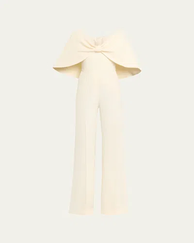 Elie Saab Wide-leg Cady Cape Jumpsuit In White