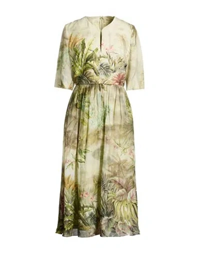 Elie Saab Woman Midi Dress Sage Green Size 10 Linen, Cotton, Viscose, Metallic Fiber