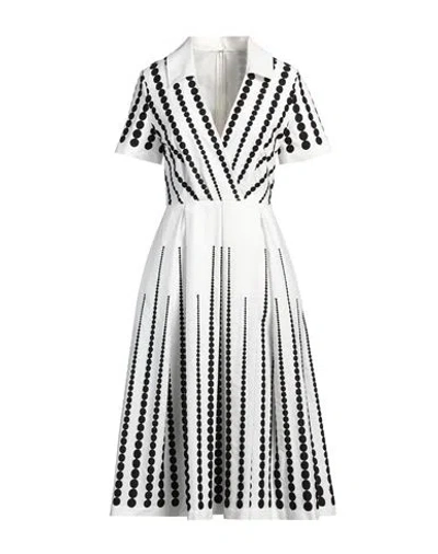 Elie Saab Woman Midi Dress White Size 14 Polyester, Modal, Cotton, Silk