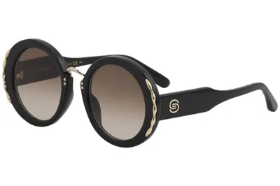 Elie Saab Women's Es 013/s Oval Sunglasses In Violet/ Brown In White