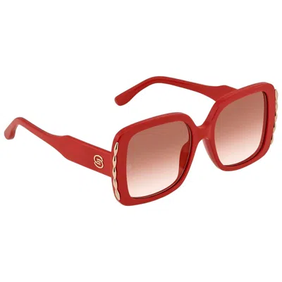 Elie Saab Women's Es 015/s Sunglasses In Shinny Red/gradient Lenses With Light Gold Mirror