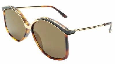 Elie Saab Women's Es 023/g/s Sunglasses In Matte Havana Gold/ Brown Lenses