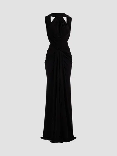 Elie Saab Women's Halter Jersey Draped Maxi Dress In Black