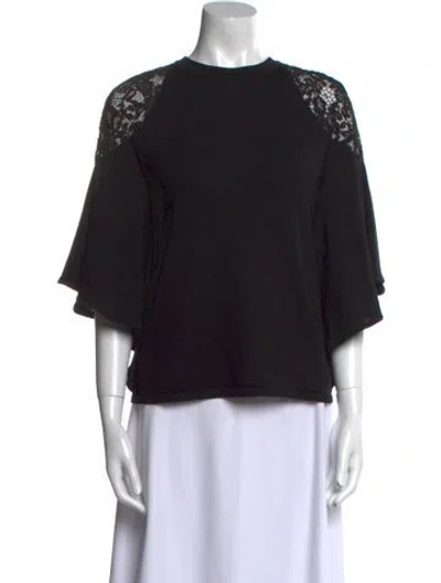 Pre-owned Elie Saab Wool Crew Neck Sweater W/ Tags In Black