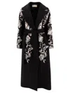 Elie Saab Wool Coat Embroidered Belt Floral Long Shawl