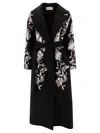 Elie Saab Wool Coat Embroidered Belt Floral Long Shawl