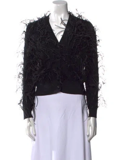 Pre-owned Elie Saab Wool V-neck Sweater W/ Tags In Black