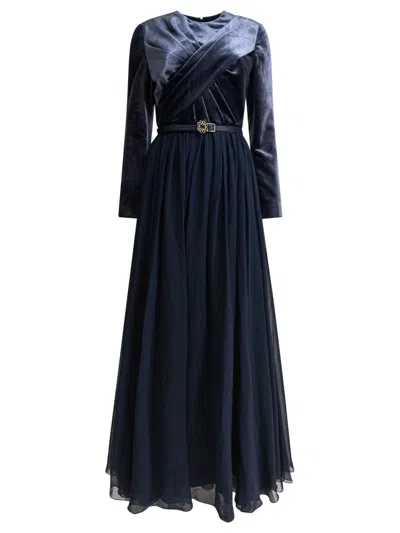 Elie Saab Wrap-style Midi Dress With Velvet Bodice In Black