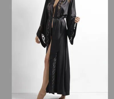 Elie Saab X Aubade My Desire Silk Robe In Black