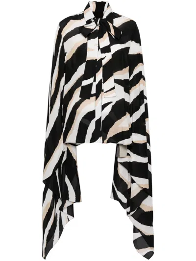 Elie Saab Zebra-print Silk Shirt In Black